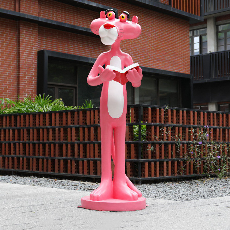 Fiberglass Products Campus Park Cartoon pink panther sculpture Balloon Sculpture Display Ornaments for sale