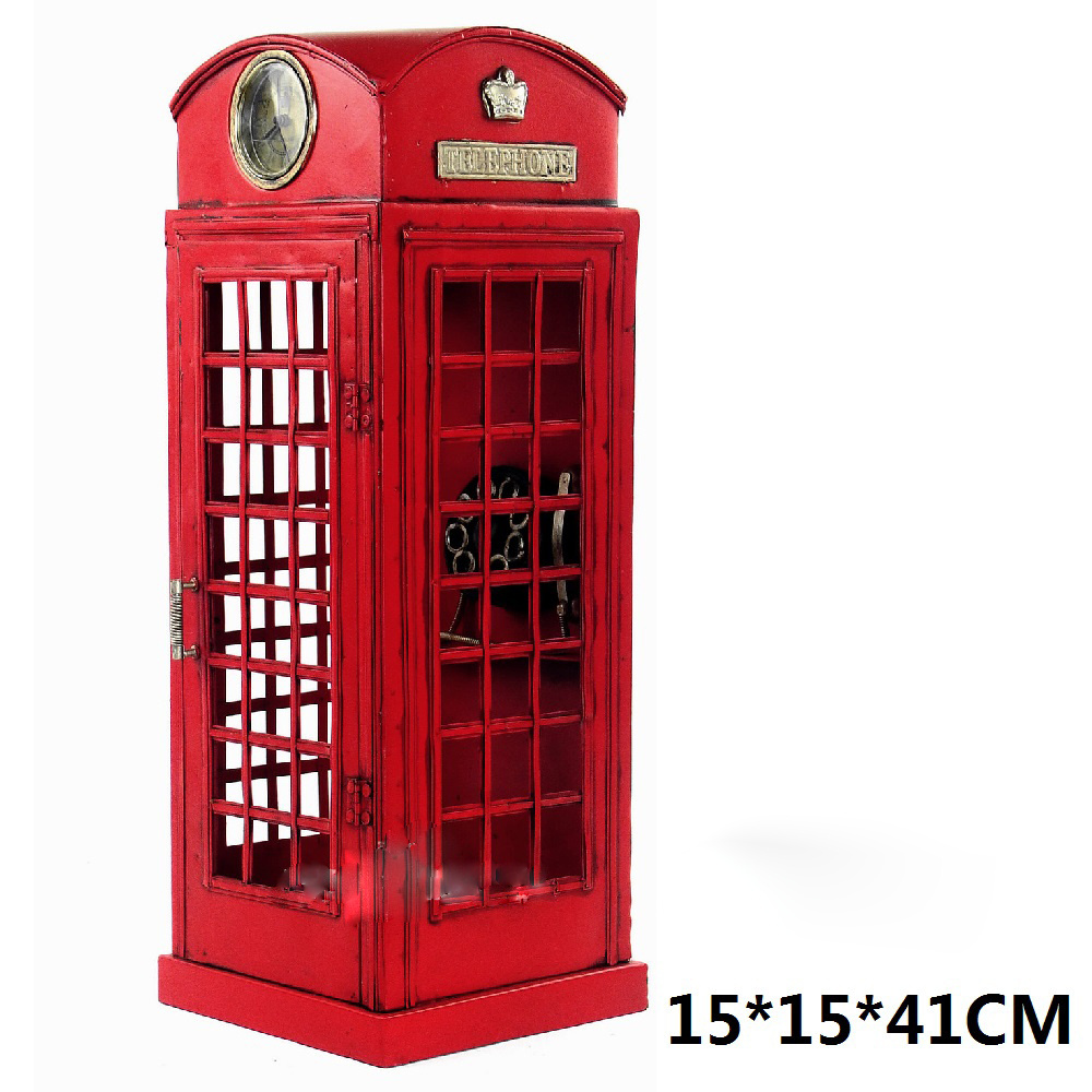 hot sale old telephone booth model in London England antique iron old iron model ornaments handicrafts and home accessories