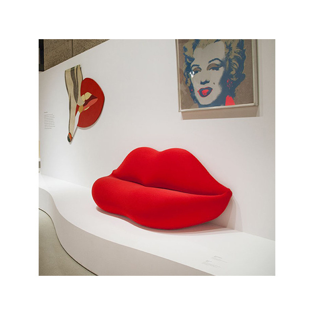 Wholesale home decor Fashion Lips Velvet Living Room Apartment Sofa Kiss shape Sofa Pink Red Lip Shaped Couch Sofa