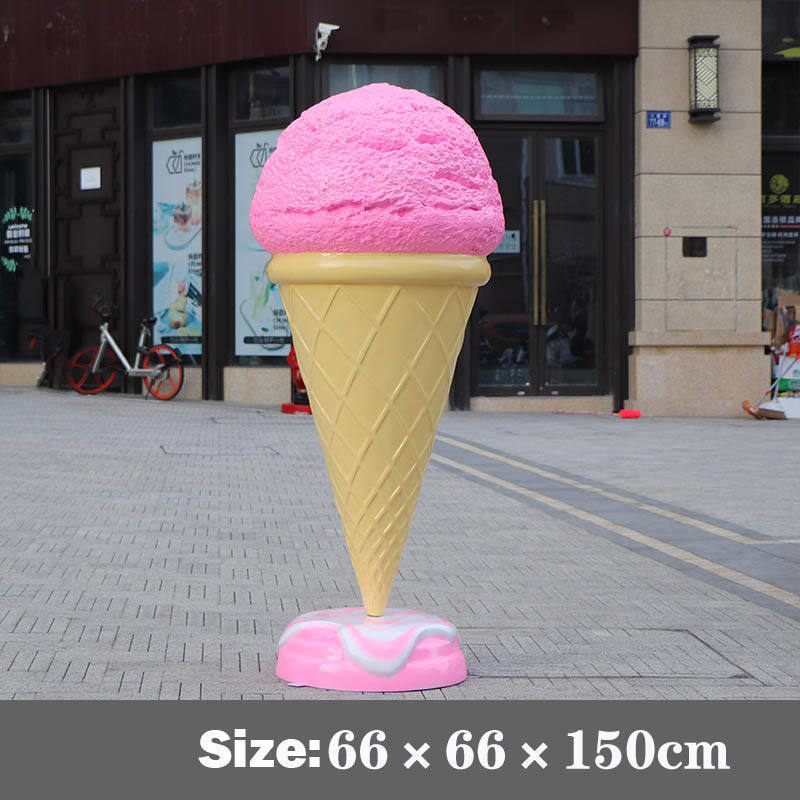 Wholesale manufactory custom Giant Fiberglass Ice Cream Cone Props Sculpture for shop decoration