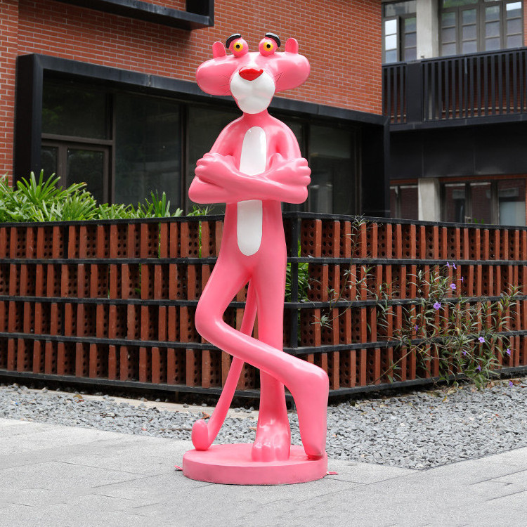 Fiberglass Products Campus Park Cartoon pink panther sculpture Balloon Sculpture Display Ornaments for sale