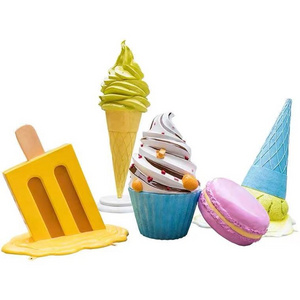 Ice Cream Sculpture Fiberglass Statue Sculpture Large Ice Cream Cone Statues For Dessert Party Decoration for sale