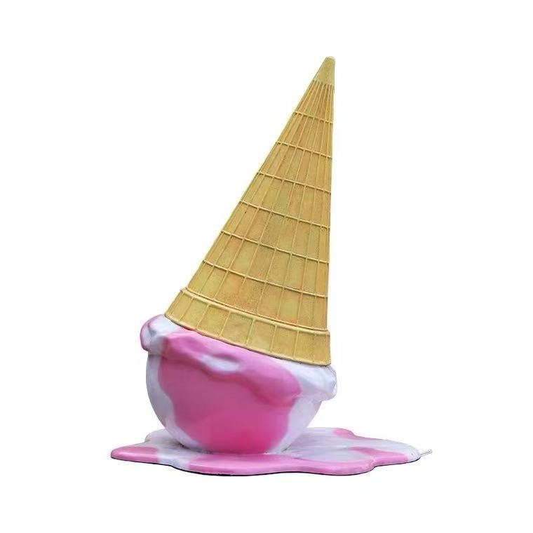 Ice Cream Sculpture Fiberglass Statue Sculpture Large Ice Cream Cone Statues For Dessert Party Decoration for sale