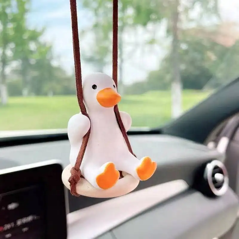 Factory Offer Car Rearview Pendant Interior Aromatherapy Car Decoration Cute Little Duck Swing