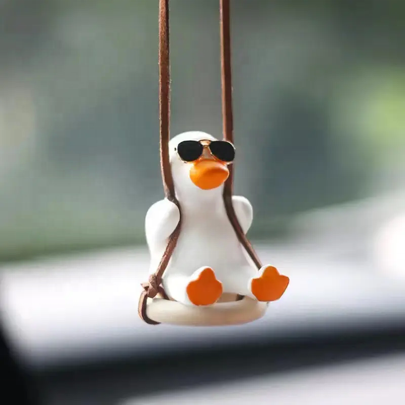 Factory Offer Car Rearview Pendant Interior Aromatherapy Car Decoration Cute Little Duck Swing