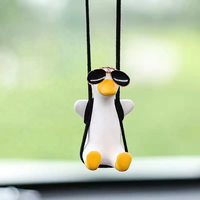 Factory Offer Car Rearview Pendant Interior Aromatherapy Car Decoration Cute Little Duck Swing