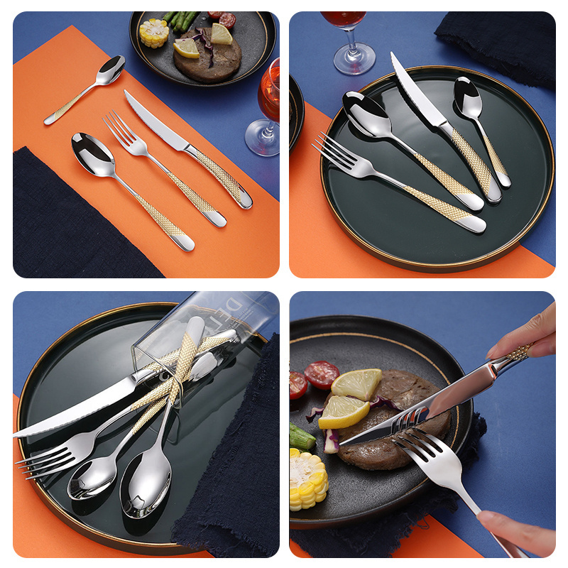 Factory customizable 18/10 stainless steel flatware sets luxury cutlery set royal stainless steel fork spoon knife gold plated