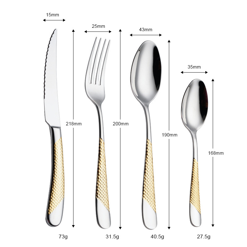 Factory customizable 18/10 stainless steel flatware sets luxury cutlery set royal stainless steel fork spoon knife gold plated