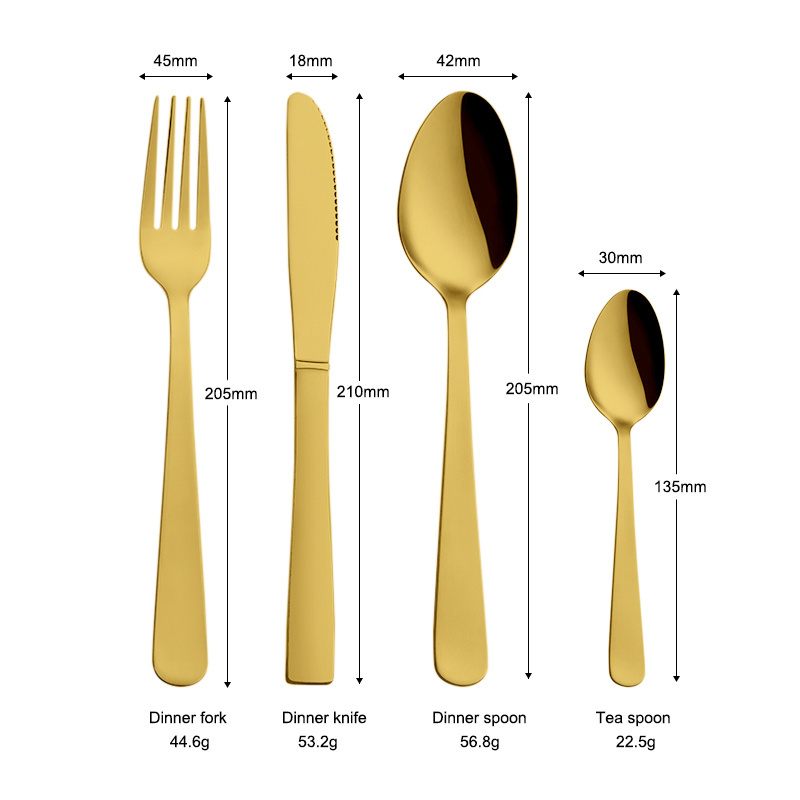 Low Price Custom Logo gold flatware set stainless steel cutlery set with box 24pcs luxury gift gold cutlery set for wedding