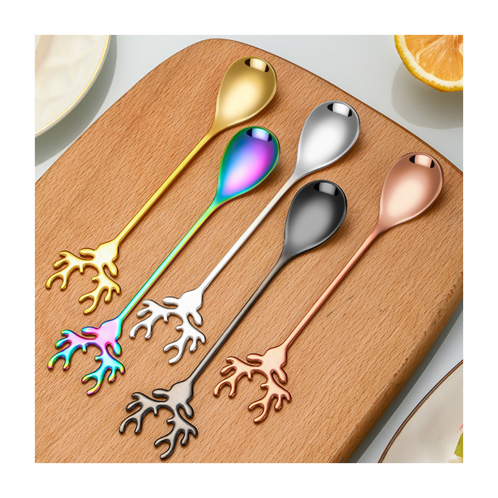 Low price customized logo serving spoons stainless steel food grade 304 stainless steel round soup spoon