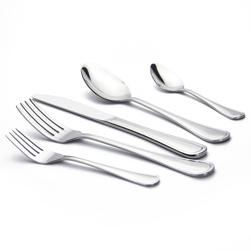 Wholesale Customized logo 5Pcs Hotel Kitchen Silverware Knife Fork Spoon Set High Quality Stainless Steel Cutlery Set