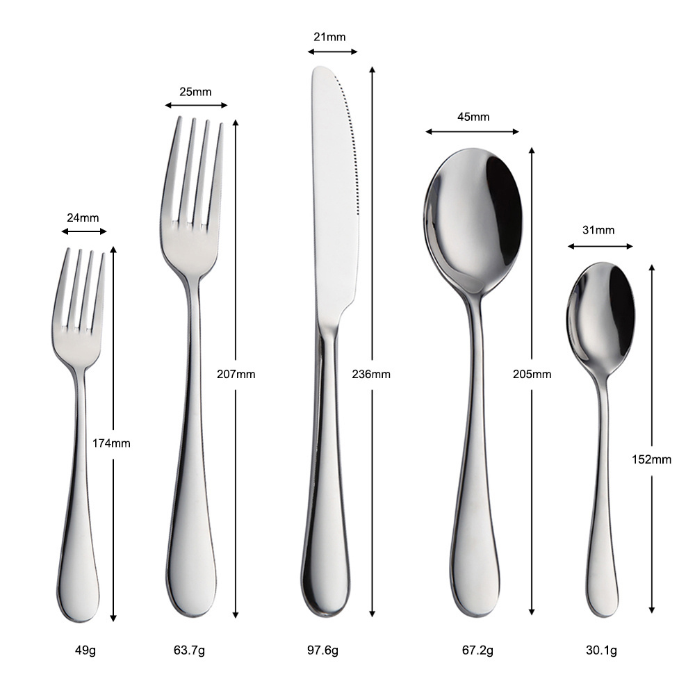 Low Price custom bulk luxury gold stainless steel cutlery set 4pcs silver cutlery set stainless steel spoon fork flatware