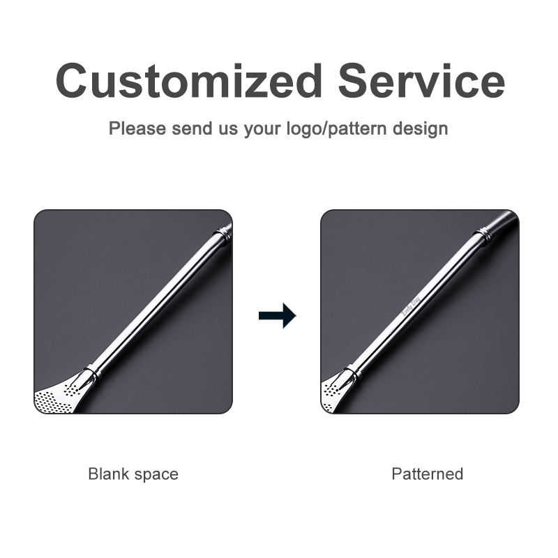 Low price custom logo 2 in 1 reusable silver straw filter spoon cutlery stainless steel drinking coffee straw with spoon filter