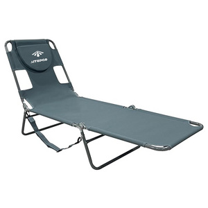 Custom Portable  Sunbathing Folding Chaise Lounge Beach Chairs With Face Hole-Versatile Folding Laying Out Chair For Tanning