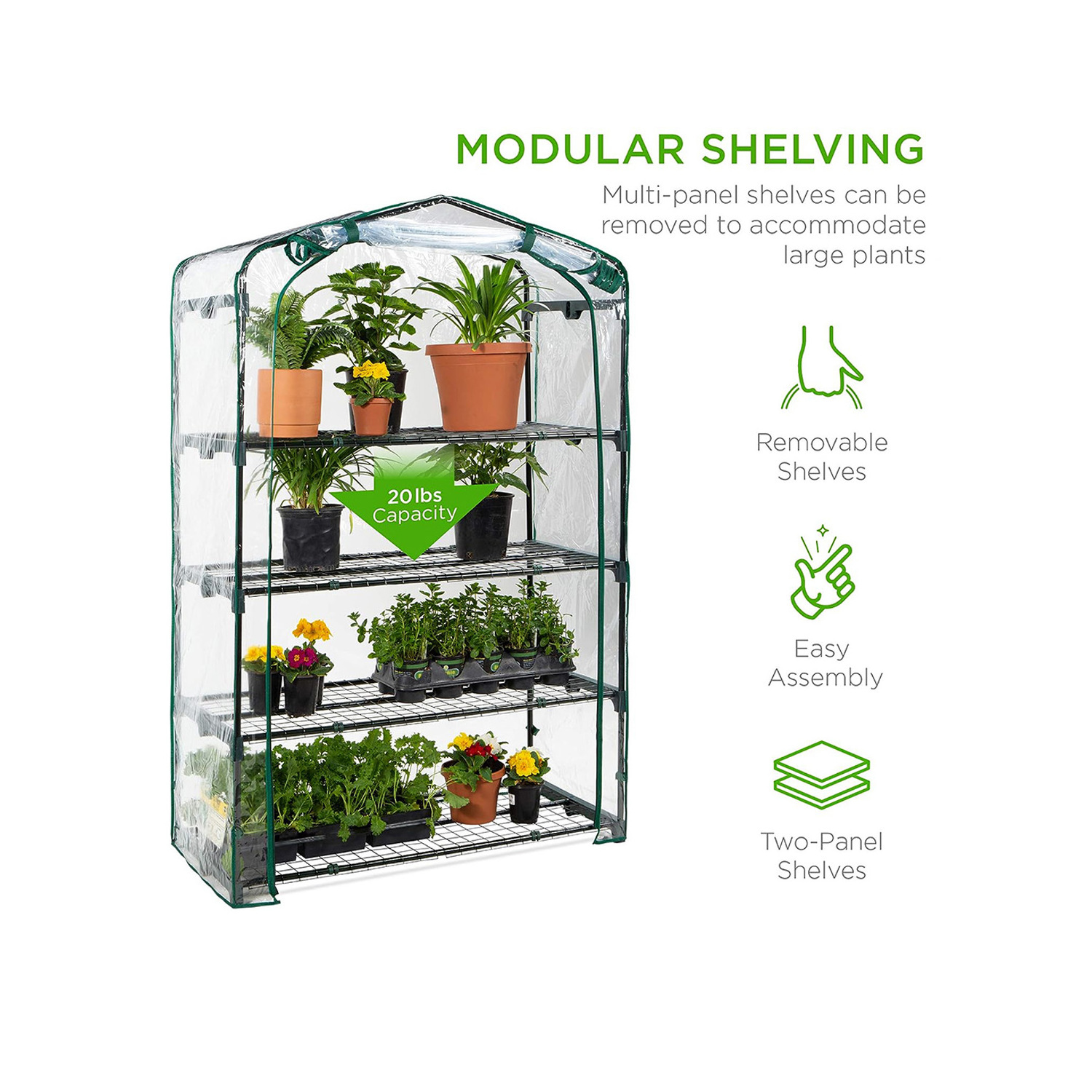 Foldable Indoor Outdoor Mini Small Greenhouse Sturdy Waterproof Clear PVC Cover with Steel Shelves for All-Season Gardening