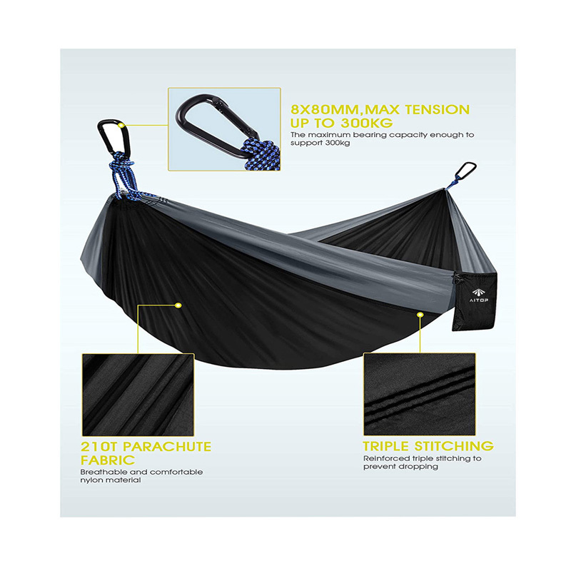 Aitop Lightweight Nylon Hanging Hammock Swing Portable Camping Hammocks with Straps