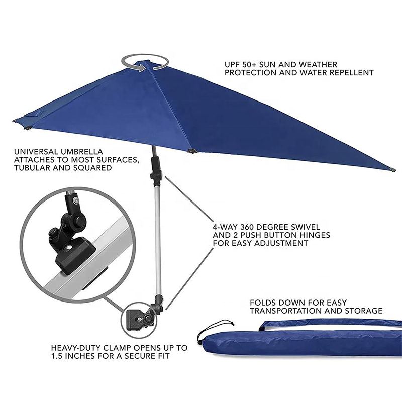 Adjustable Sun Shade Canopy Camping Chair Umbrella Outdoor Beach Umbrella Patio Camping Umbrella with Universal Clamp