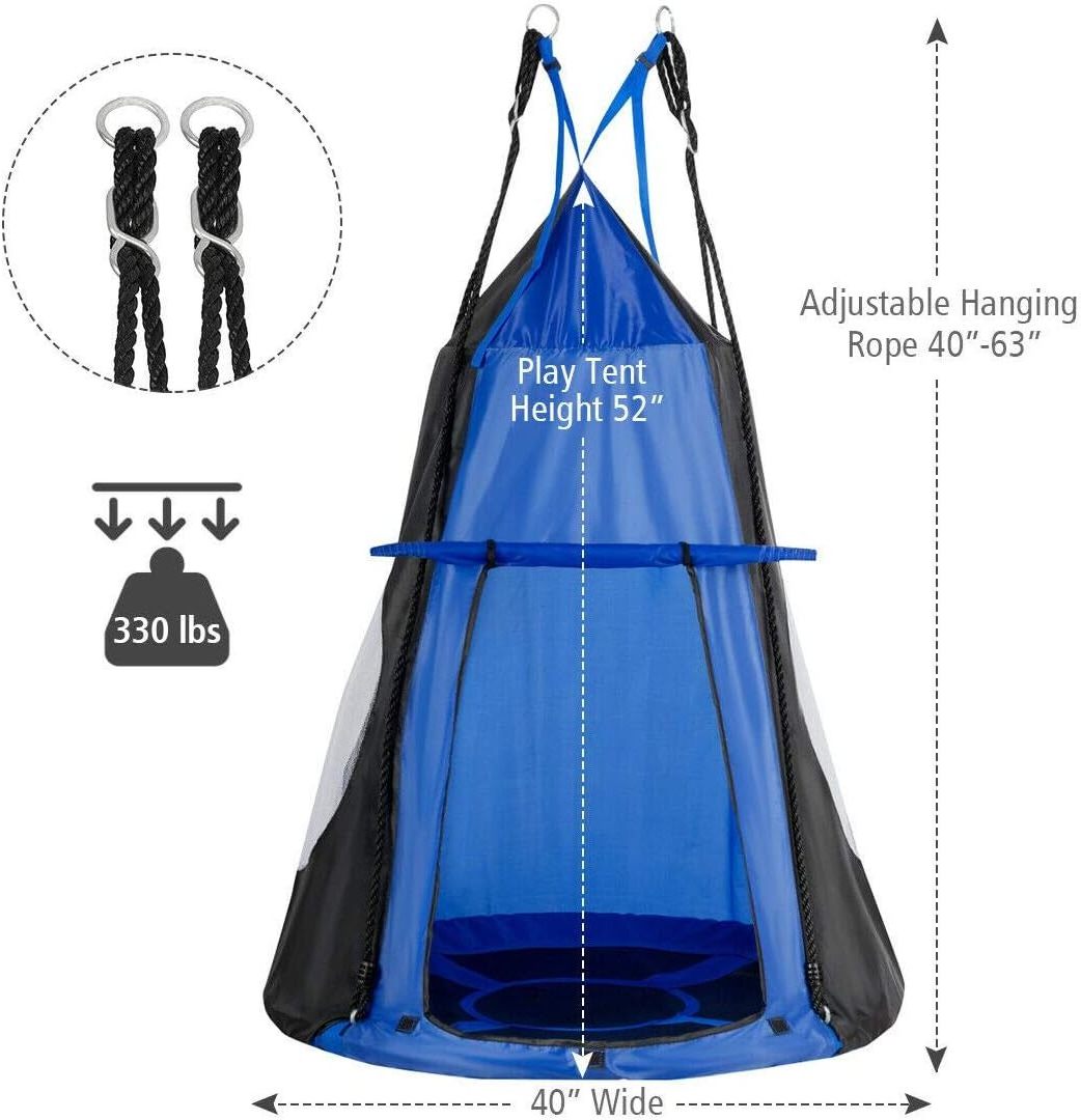 2 in 1 Kids Detachable Hanging Chair Swing Tent Set Hammock Nest Pod Hanging Swing Seat for Children Swing Play House