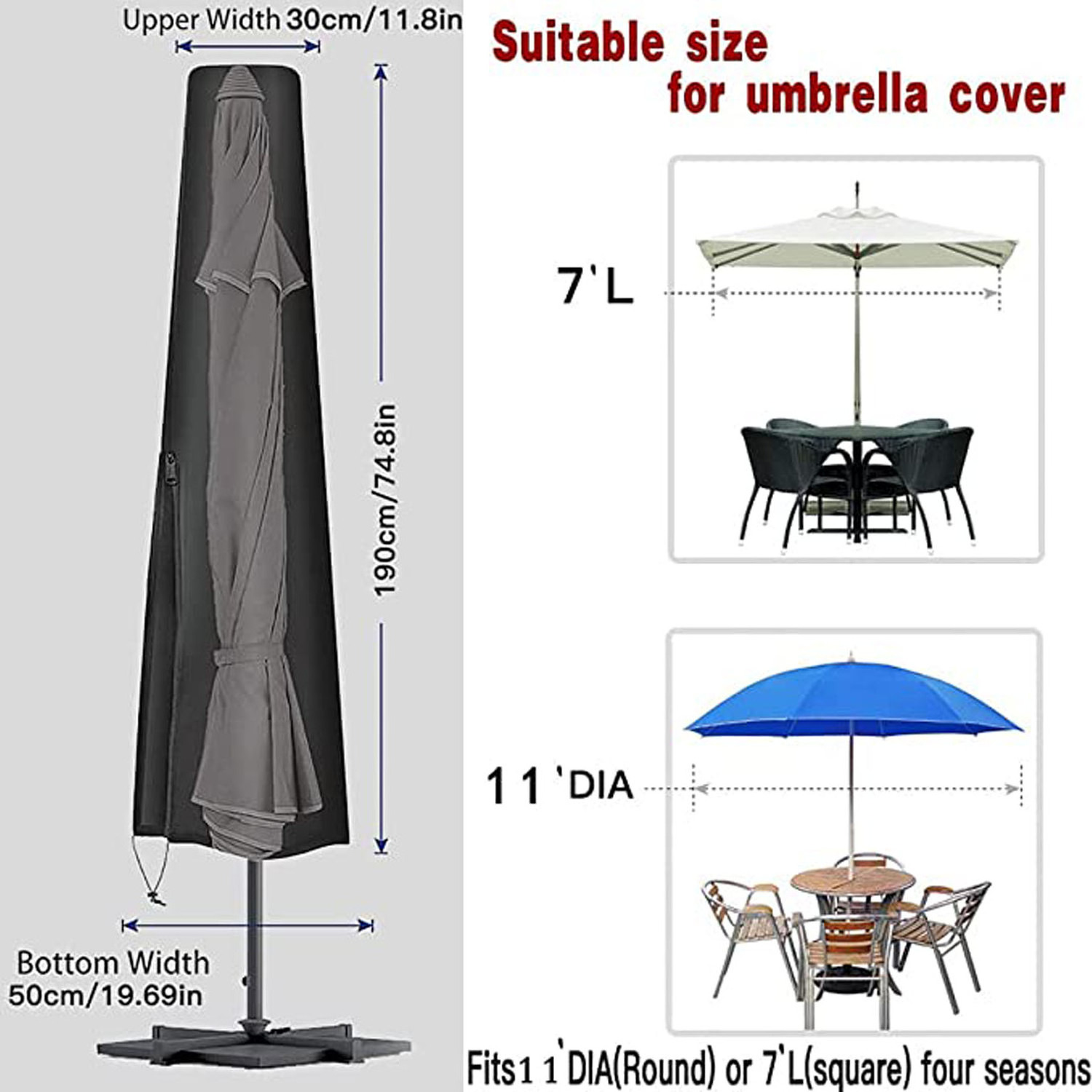 Factory Custom Water Resistant Dust Proof Patio Parasol Cover Outdoor Garden Offset Umbrella Cover For 8ft To 15ft With Zipper