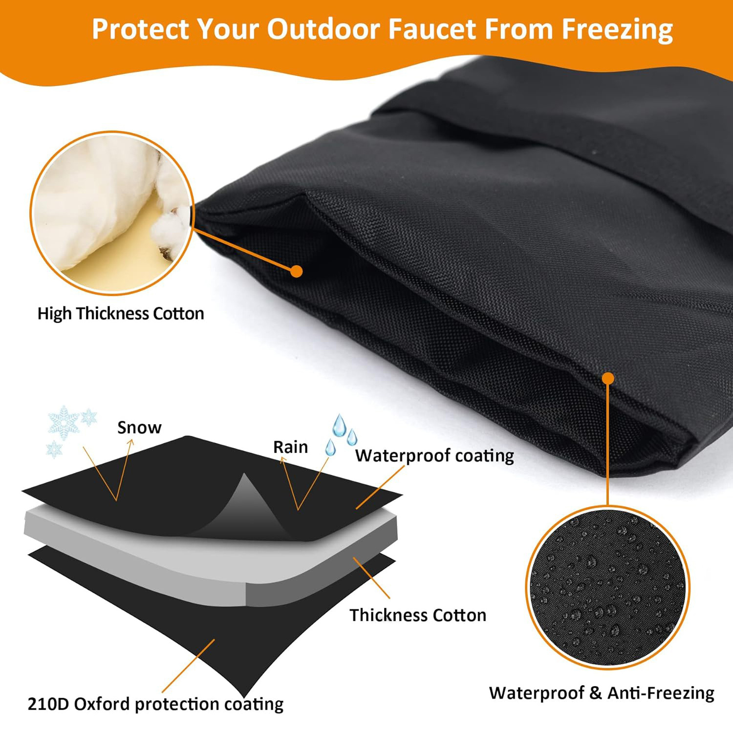 Custom  Waterproof Winter Freeze Protection Cotton Insulation Hose Covers Socks Outdoor Faucet Cover For Cold Weather