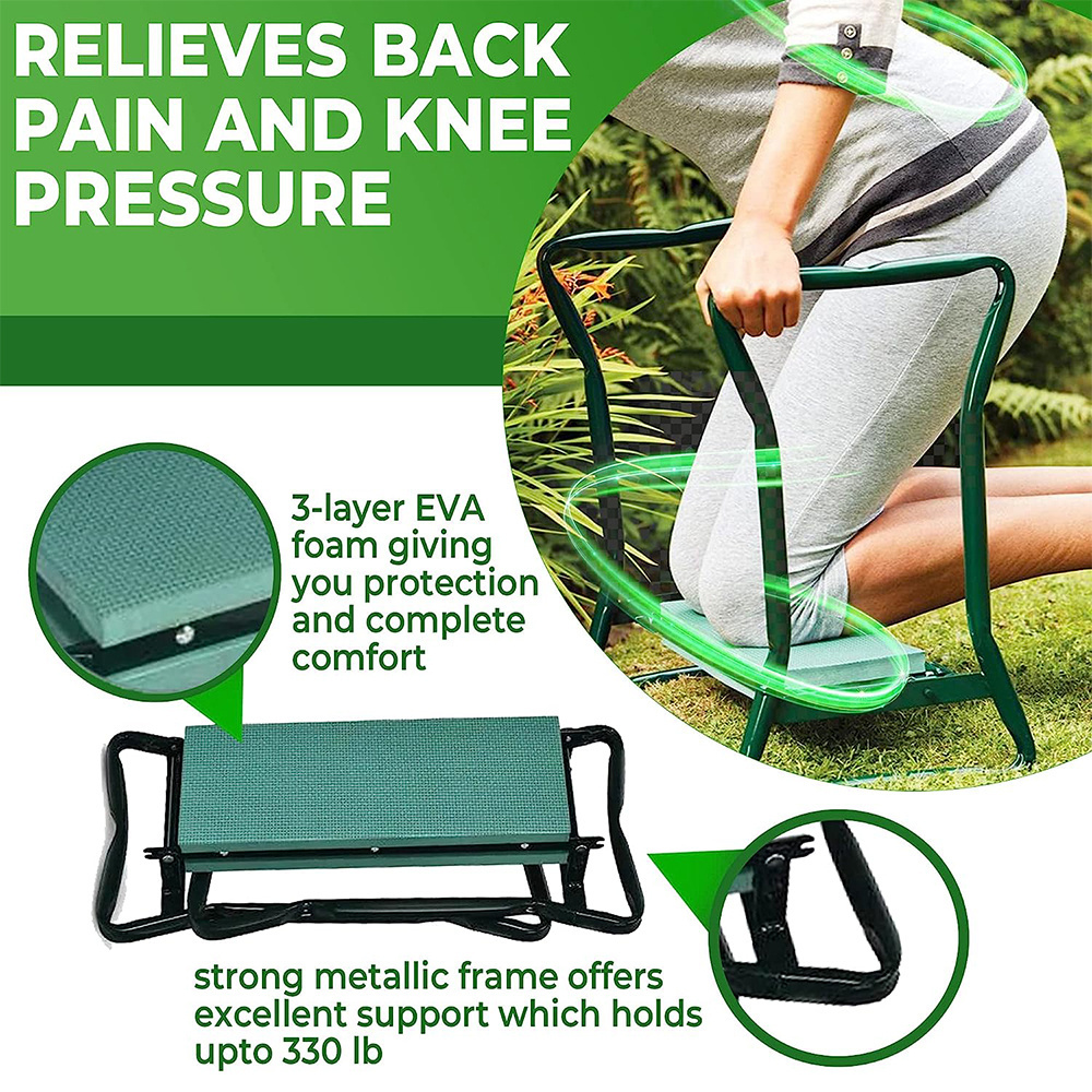 Foldable Garden Stool Portable Kneeler Seat Comfort Gardening Kneeler and Seat with Tool Bag