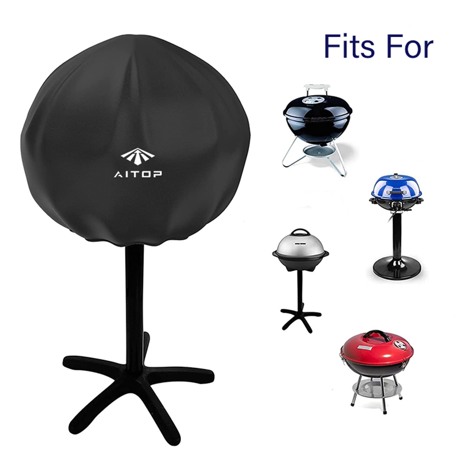 Round Grill Cover Water Proof Heavy Duty Fire Pit Cover Outdoor Grill Cover with Drawstring