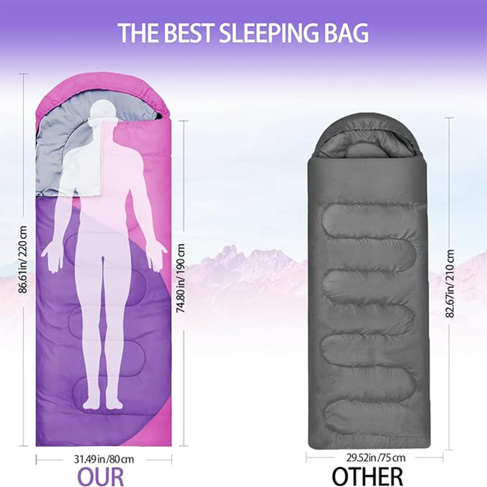 Custom Adults Kids Sleeping Bag Stitching and high quality All Season Warm Sleeping Bag for Camping Gear