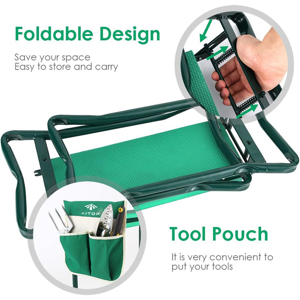 Foldable Garden Stool Portable Kneeler Seat Comfort Gardening Kneeler and Seat with Tool Bag