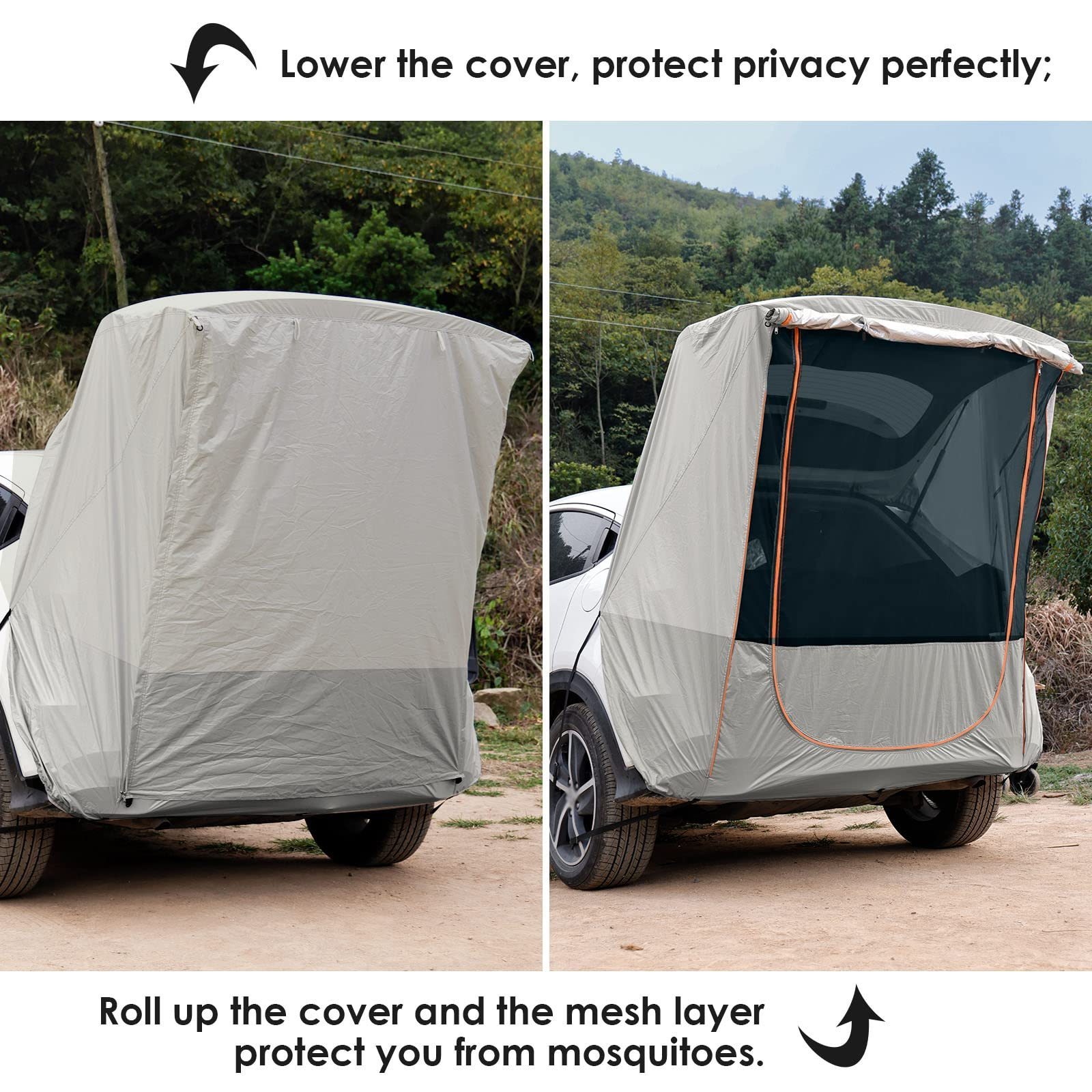 SUV Tailgate Tent with Awning Shade Car Roof Canopy Extra Large Universal Waterproof Car Camping Gear Tent for Travel Road Trip