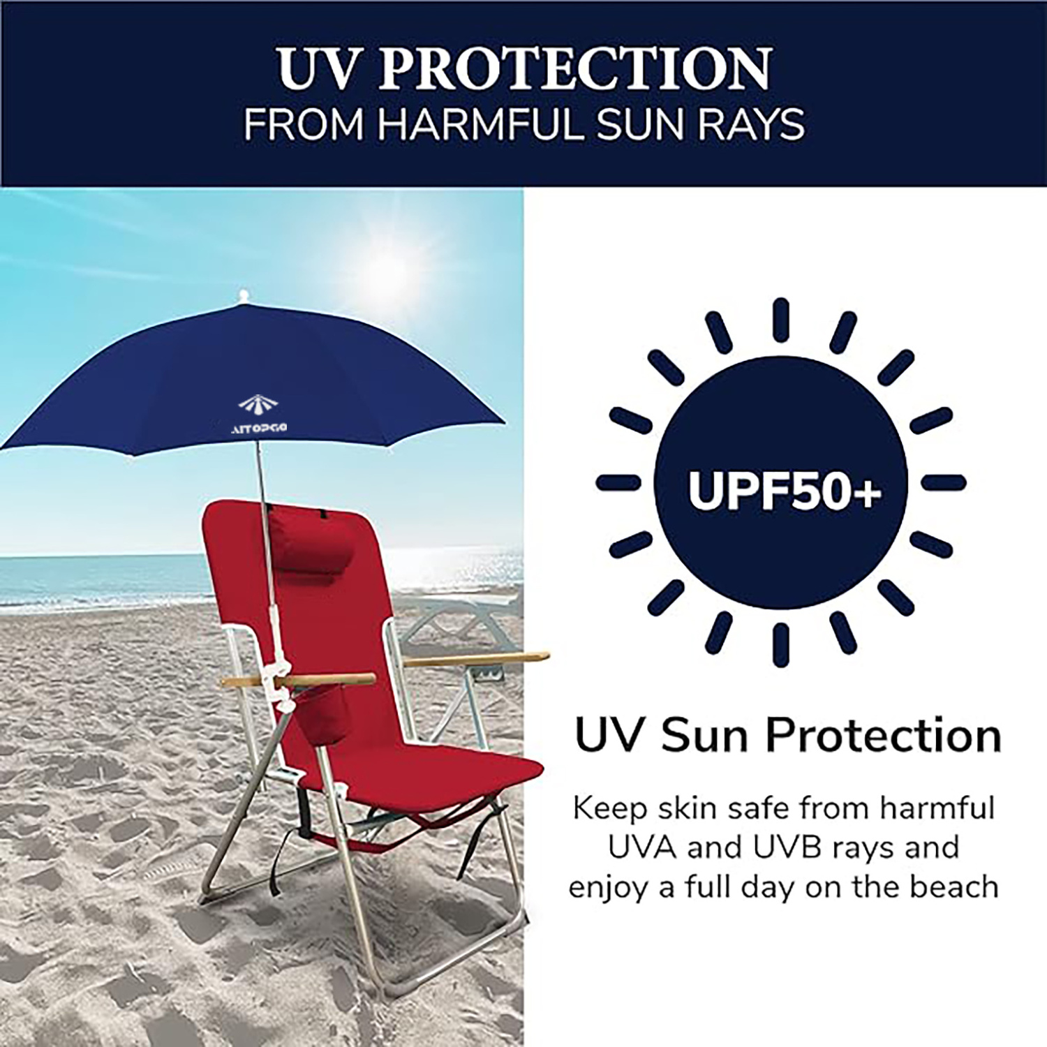 Factory Custom Logo Camping Outdoor UV Rain Resistance Beach Chair Sun Umbrella Shade For Chair With Clamp