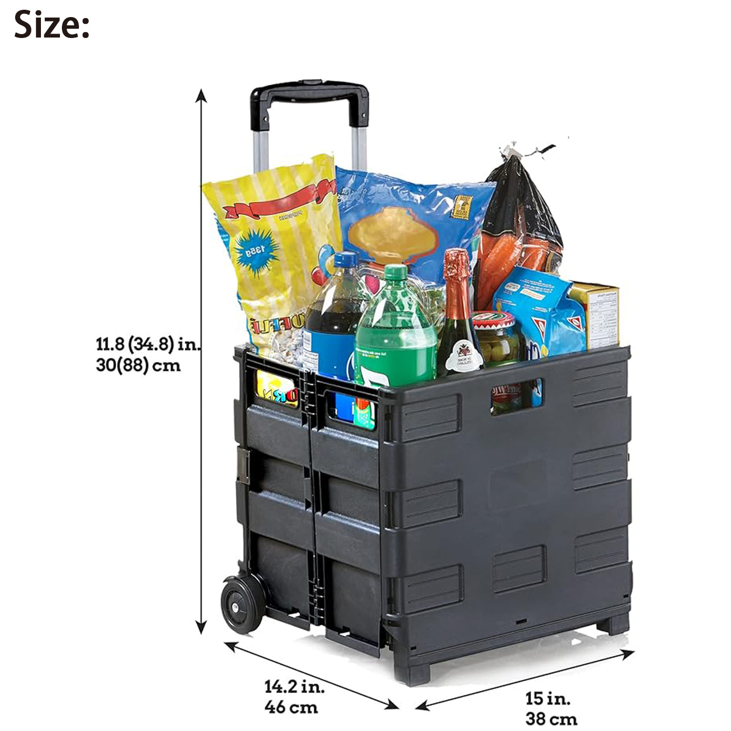 Collapsible Rolling Crate With Wheels Sports Quick Mobile Folding Cart With Lid Portable Tools Carrier With  Telescopic Handle