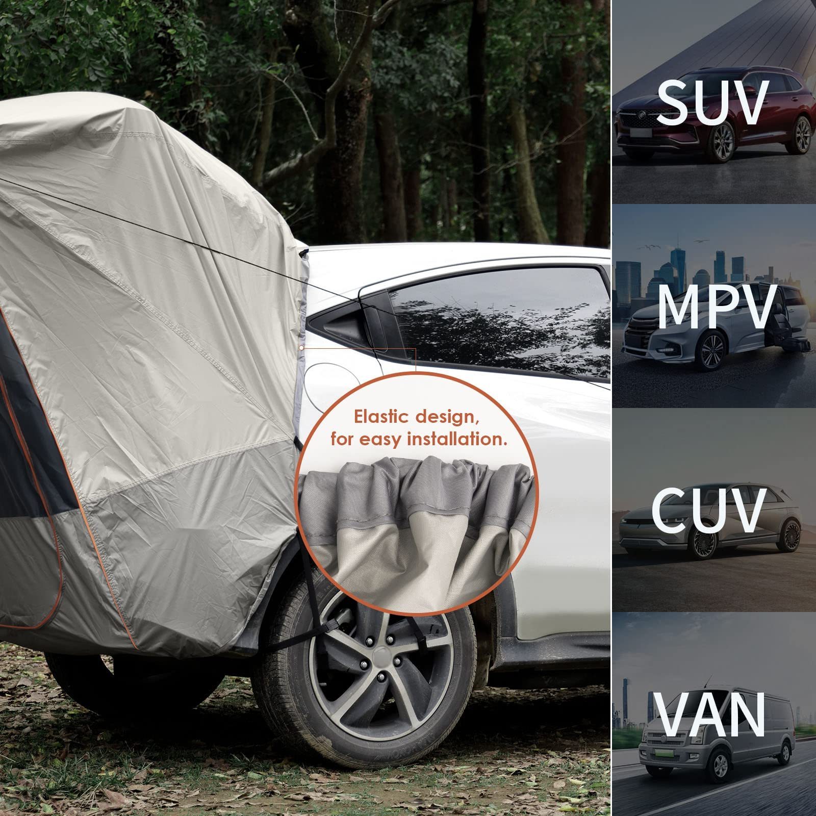 SUV Tailgate Tent with Awning Shade Car Roof Canopy Extra Large Universal Waterproof Car Camping Gear Tent for Travel Road Trip