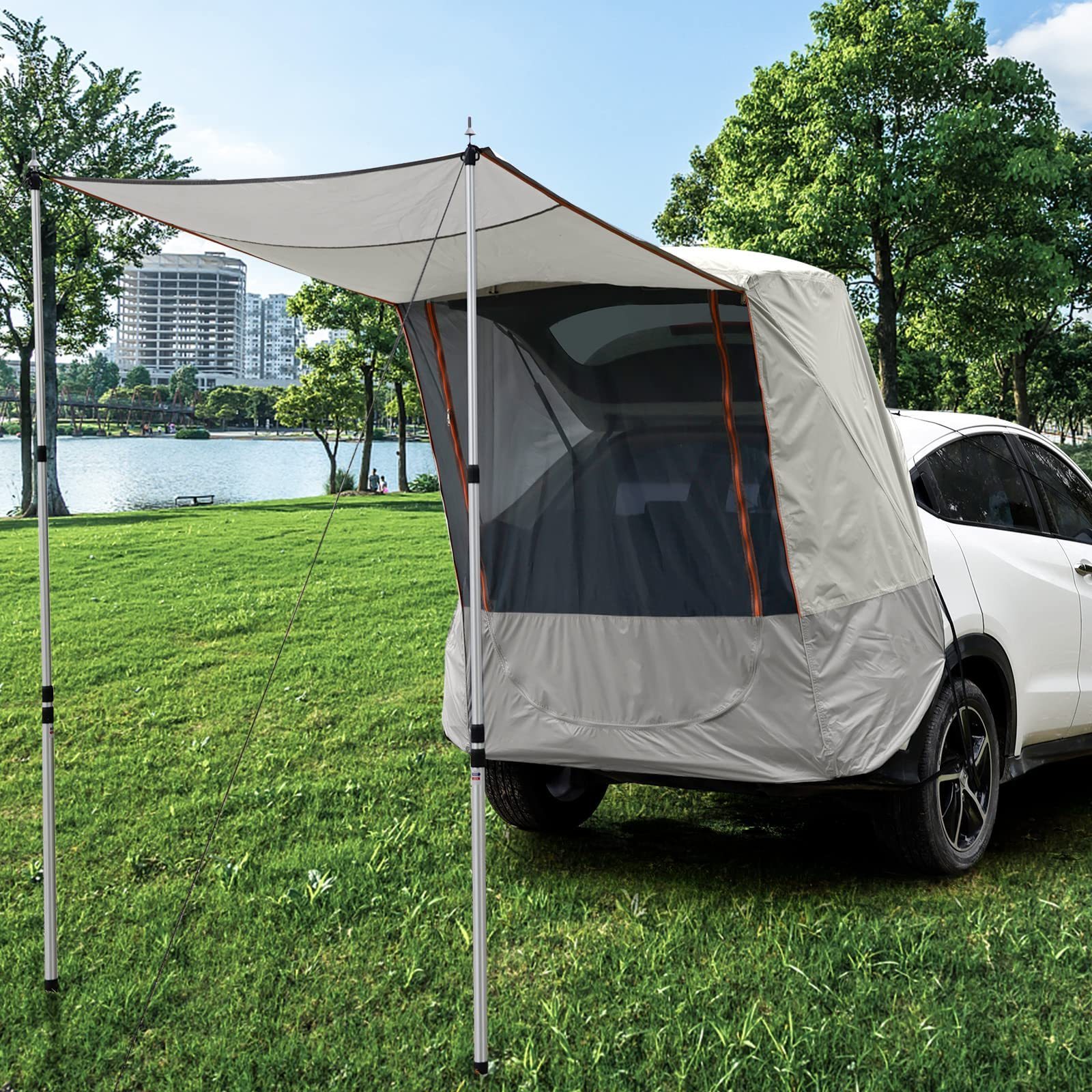 SUV Tailgate Tent with Awning Shade Car Roof Canopy Extra Large Universal Waterproof Car Camping Gear Tent for Travel Road Trip