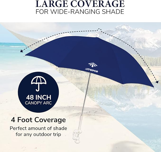 Factory Custom Logo Camping Outdoor UV Rain Resistance Beach Chair Sun Umbrella Shade For Chair With Clamp