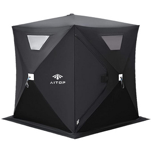 Ice Fishing Tent Pop-up Carrying Bag Ice Shelter Fishing Tent with Detachable Ventilation Oxford Fabric Zippered Door