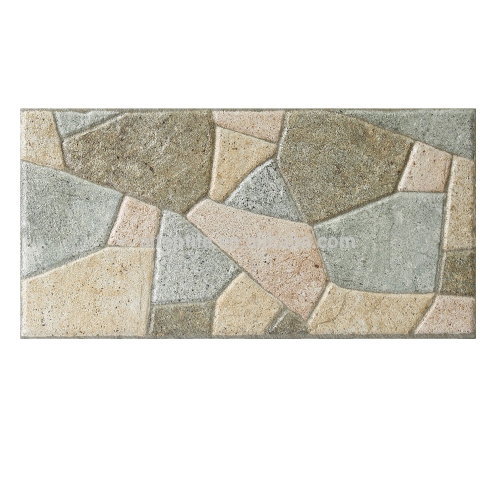 Stone Stacked Design Ceramic Wall Inkjet Tiles 15x30cm, High Quality Veranda Wall Tiles Rustic Design