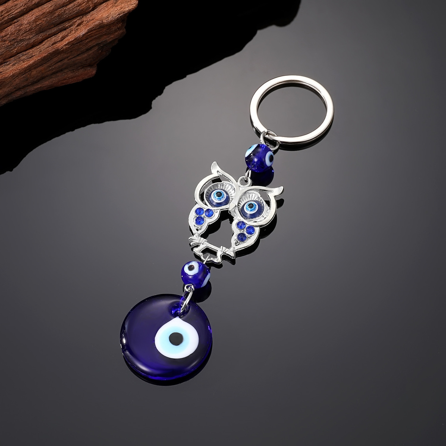 Bohemian Blue Evil Eye Keychain Crystal Lucky Charms Elephant Butterfly Owl Dolphin Pendant For Car Key Holder