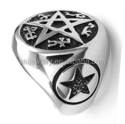 Customized  316 stainless steel star of david ring for men