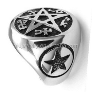 Customized  316 stainless steel star of david ring for men