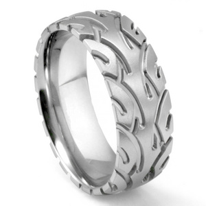 Manufacturer high quality carve motorcycle wedding band rings men jewelry custom titanium ring