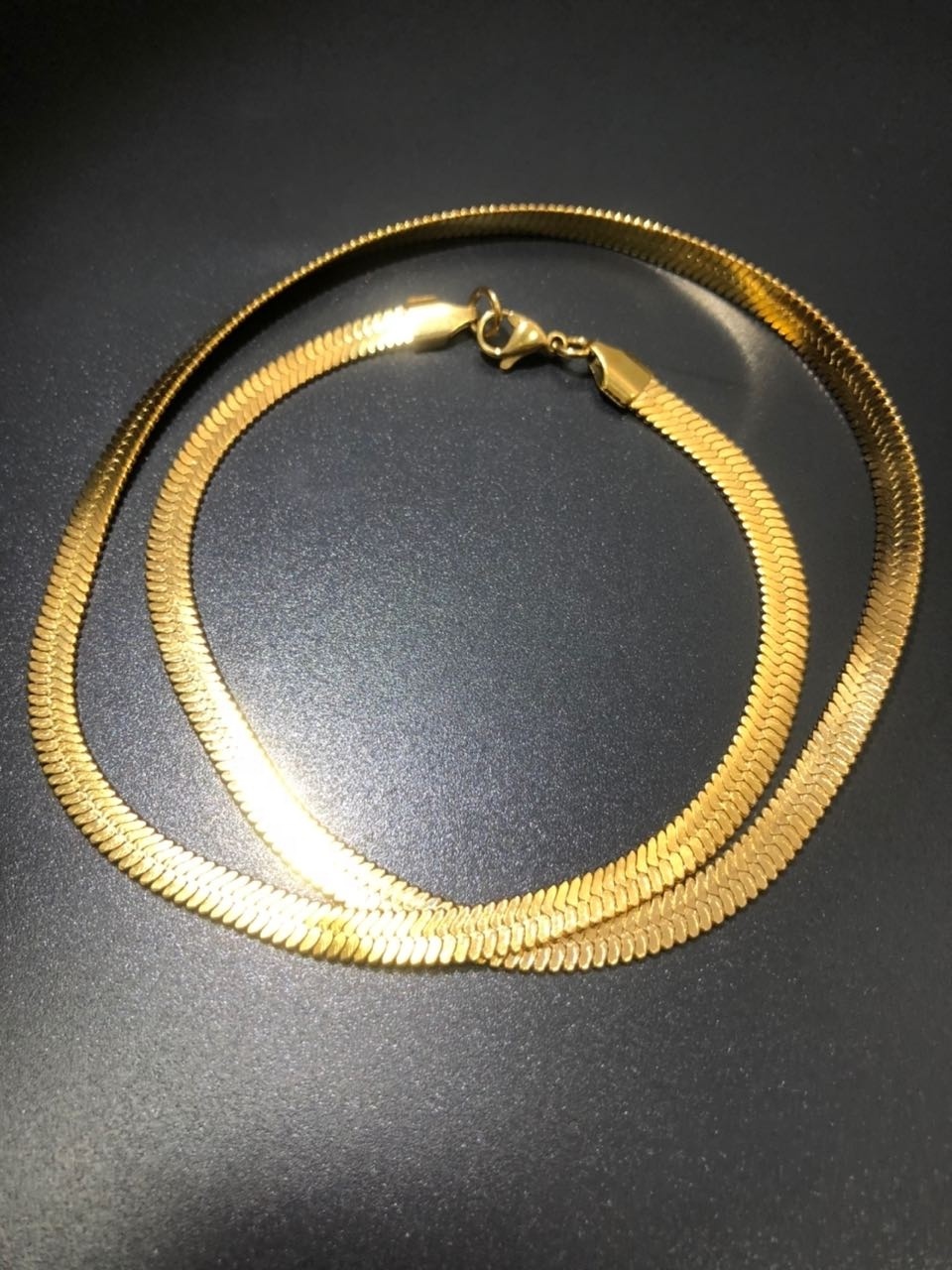 Custom brass Gold Plated Flexible Silky Flat Snake Chain Stainless Steel Chunky Herringbone Chain 6mm Wide 18inch chain for men