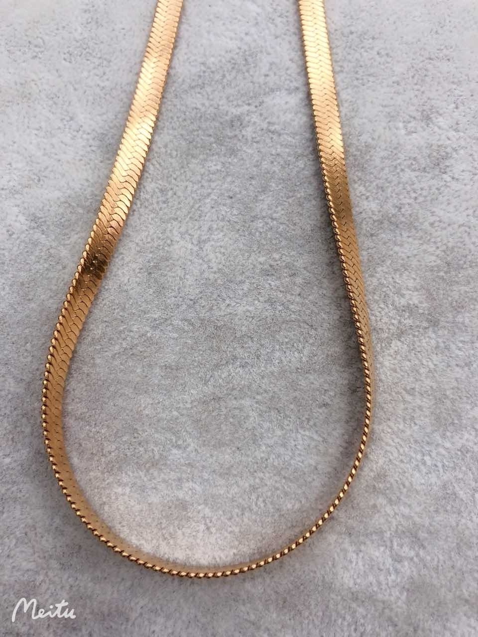 Custom brass Gold Plated Flexible Silky Flat Snake Chain Stainless Steel Chunky Herringbone Chain 6mm Wide 18inch chain for men