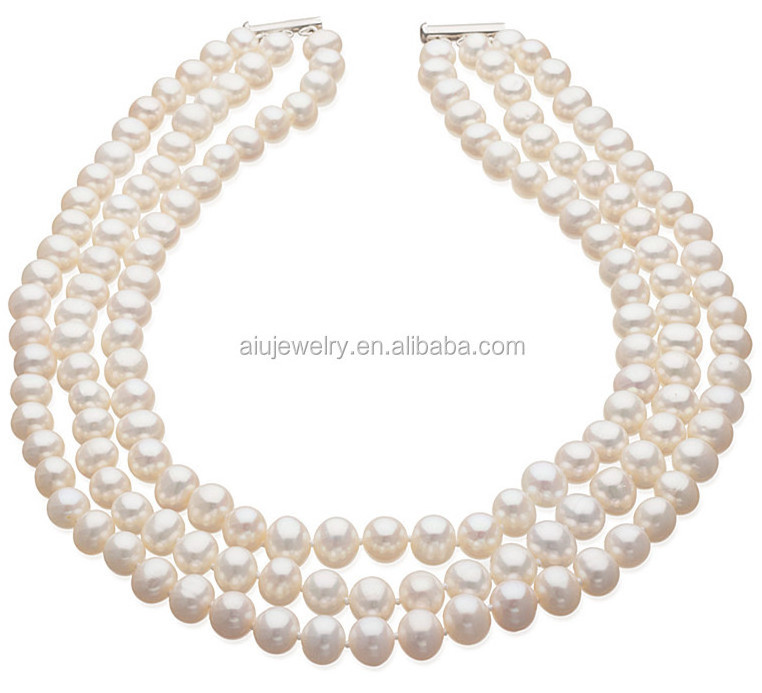 Natural Shell Triple pearl necklace jewellery