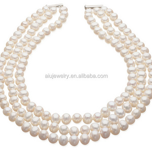 Natural Shell Triple pearl necklace jewellery