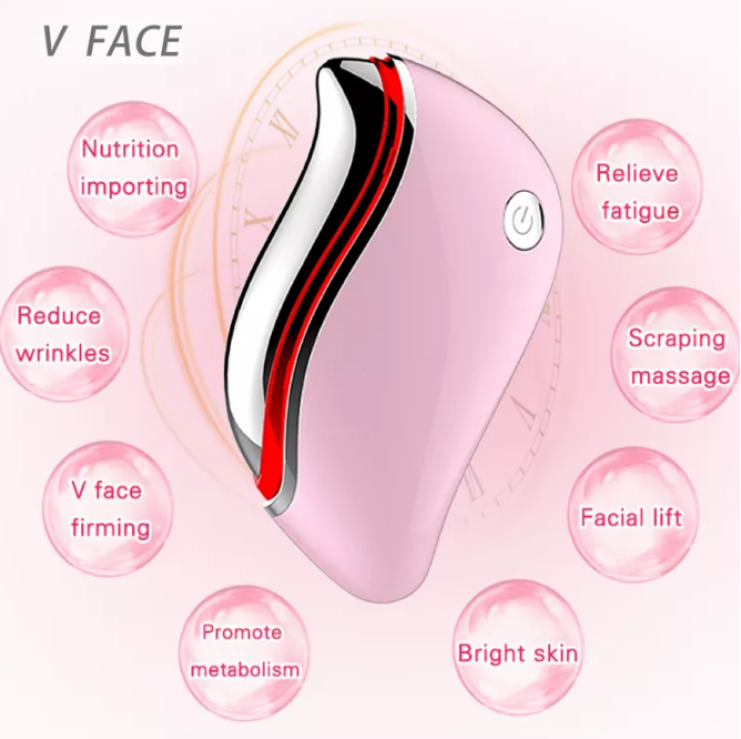 Hot Trending USB Recharge Heating Red LED Warm Electric Gua Sha Face Sculpting Tool Anti Aging Gua Sha Device