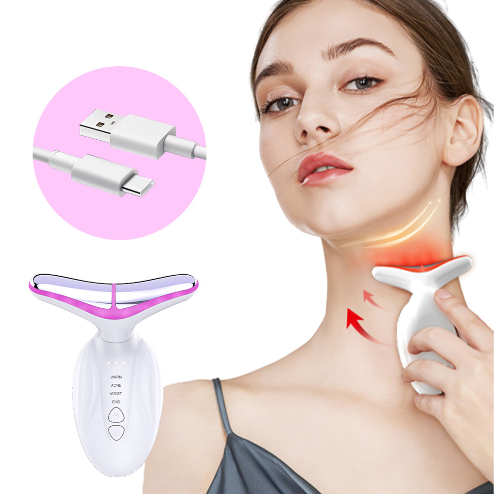 New Arrival Beauty Tools 4 Color Anti-aging Neck lifting device EMS Vibration Face And Neck Lifting Massager