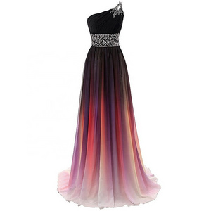 Fashion design prom dress distributor ladies evening party Dress Gradient color Bandage Bridesmaid Dress