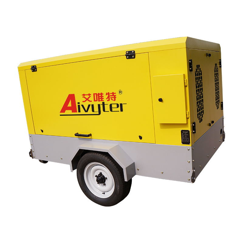 185 Cfm 7 Bar Diesel Engine Portable Industrial Screw Air Compressor Price For Sand Blasting