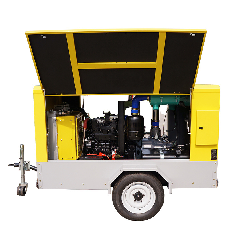 185 Cfm 7 Bar Diesel Engine Portable Industrial Screw Air Compressor Price For Sand Blasting