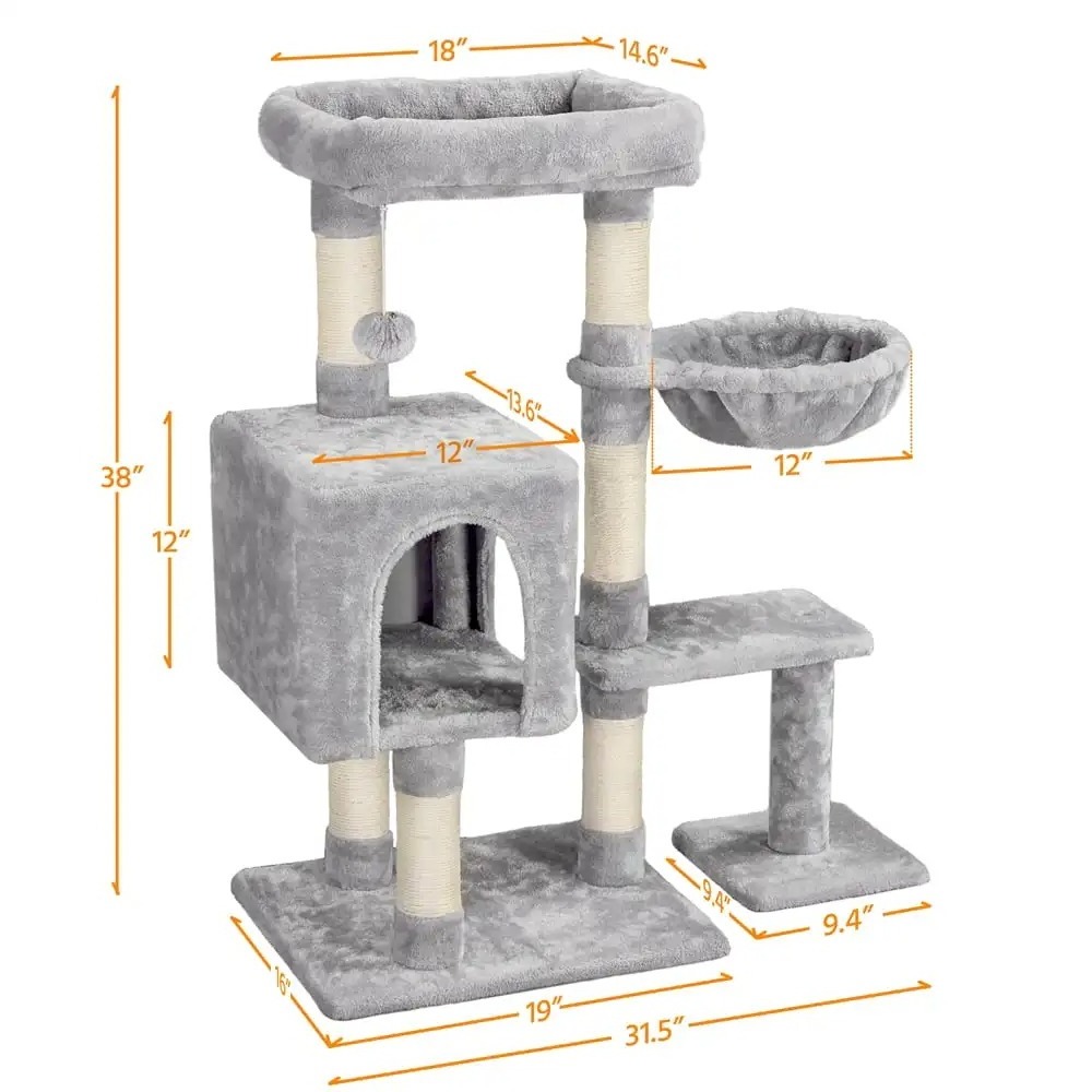 Wholesale Best Selling Basic Plush Cat Trees Hammock And Condo And Factory Direct Supply Sisal Cat Tower Tree